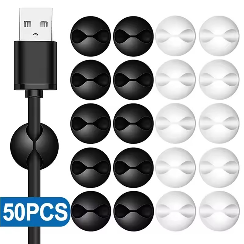 Desk Cable Clip - 5/50 шт. Настольные/настенные самоклеящиеся зажимы-органайзеры для