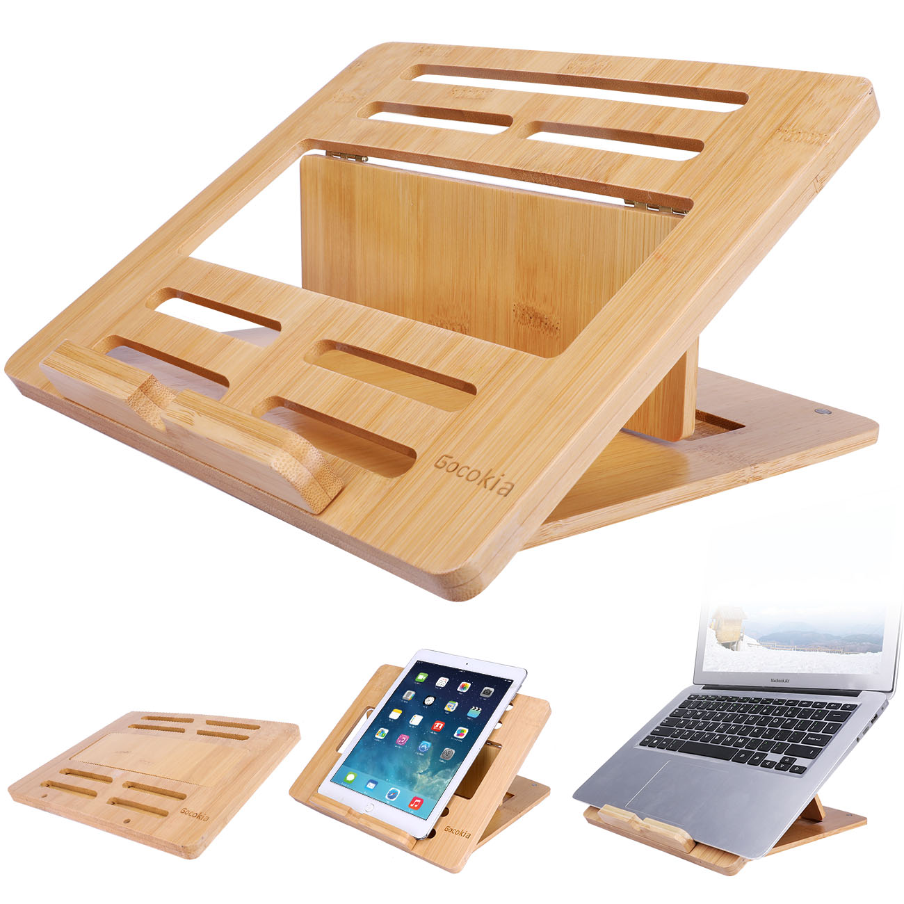 Laptop Stand Bamboo - Бамбуковая подставка для ноутбука регулируемая с